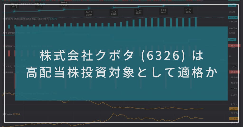 「株式会社クボタ (6326) は高配当株投資対象として適格か」記事のサムネイル画像
